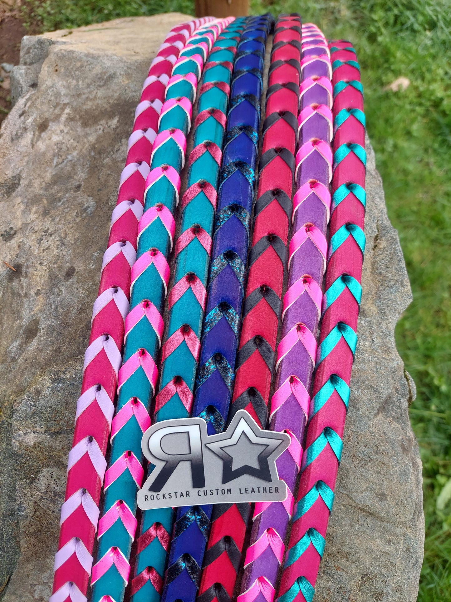 Barrel Reins BLUE leather with BLUE splatter lace