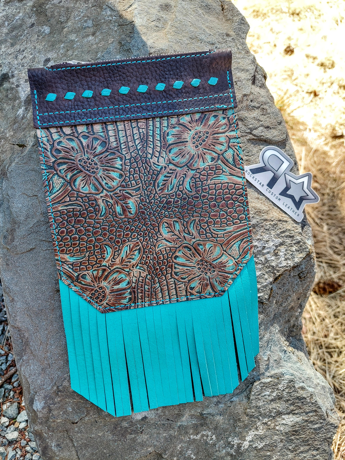 Turquoise Gator Saddle Pocket