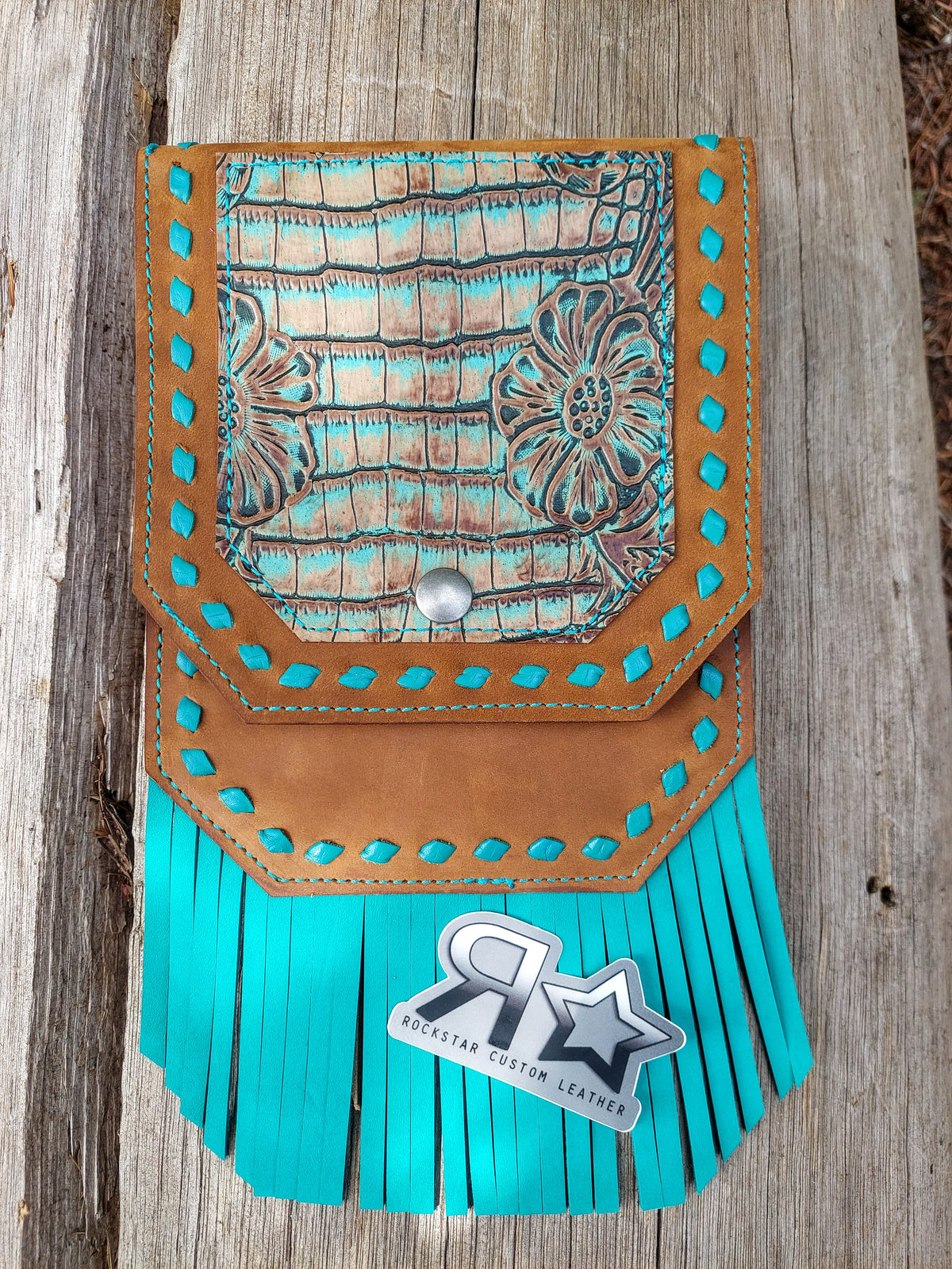 Turquoise Floral Gator Saddle Pocket