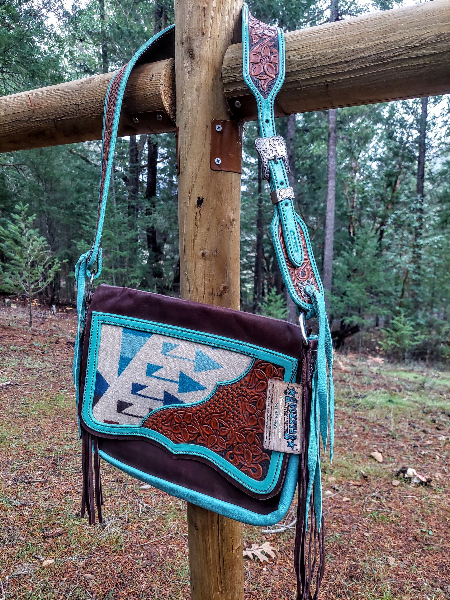 Pendleton and Turquoise Messenger Bag