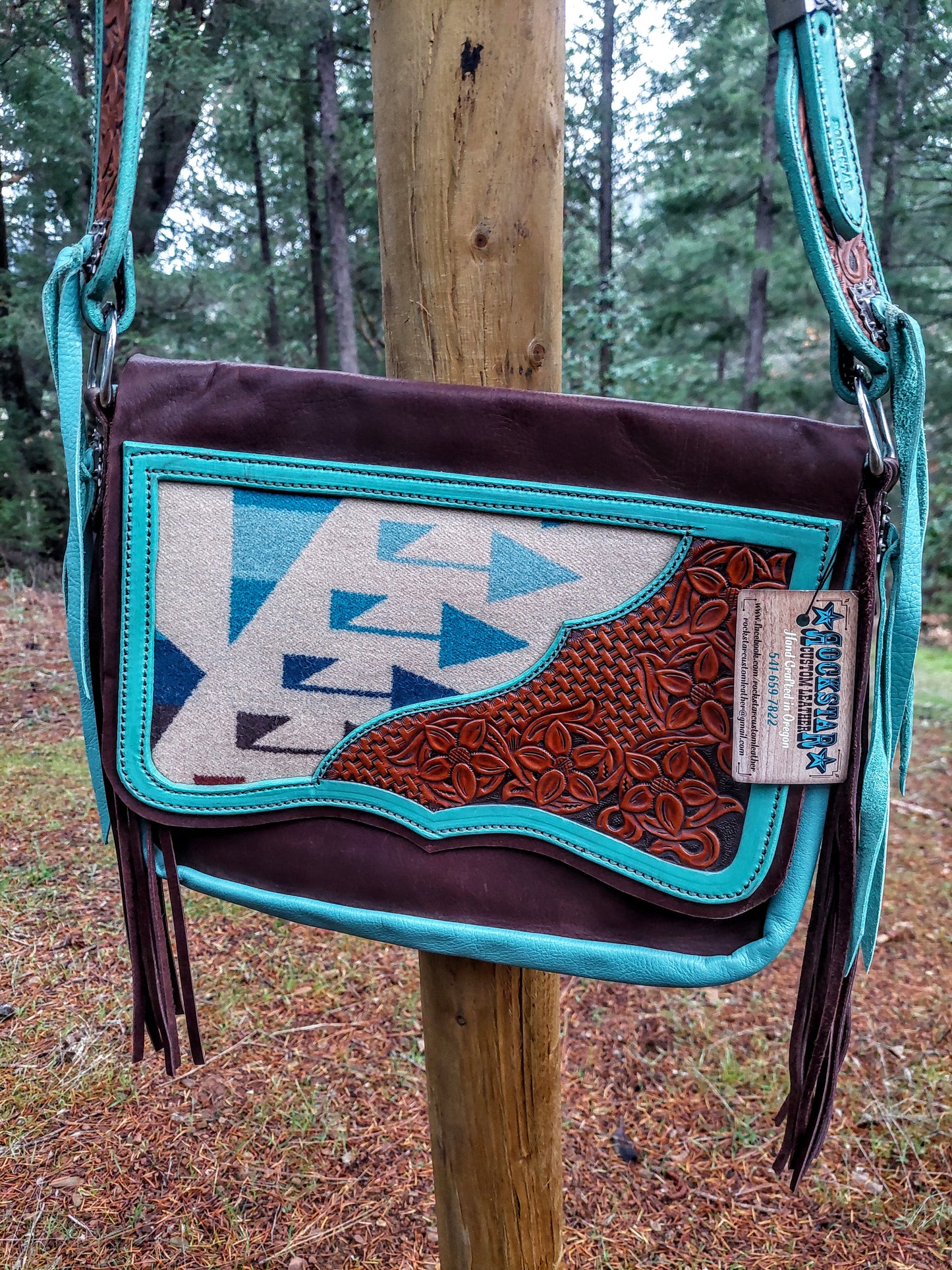 Pendleton and Turquoise Messenger Bag
