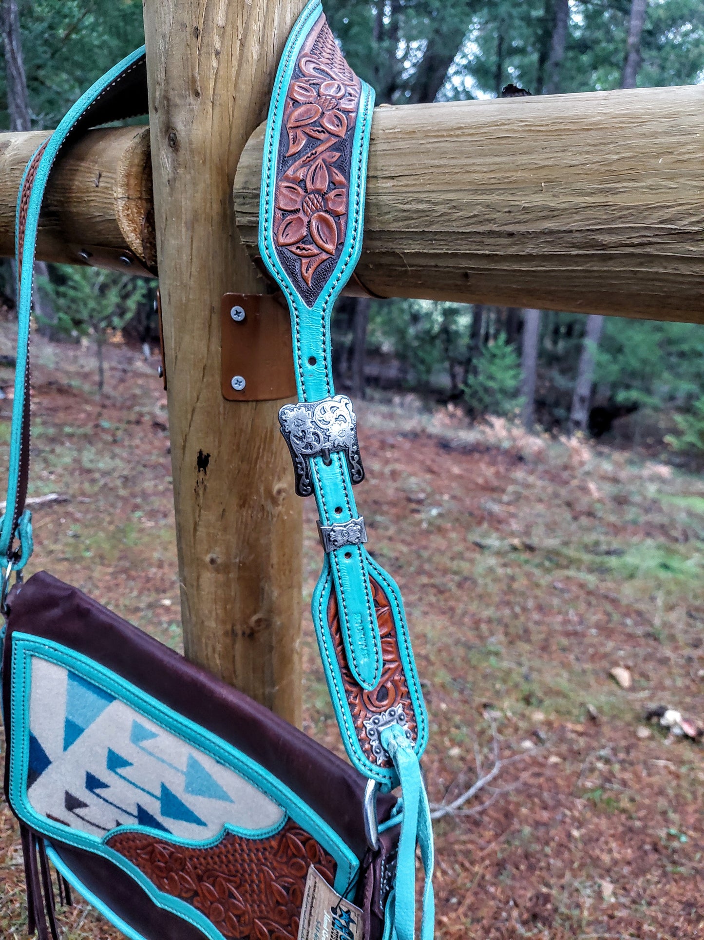 Pendleton and Turquoise Messenger Bag