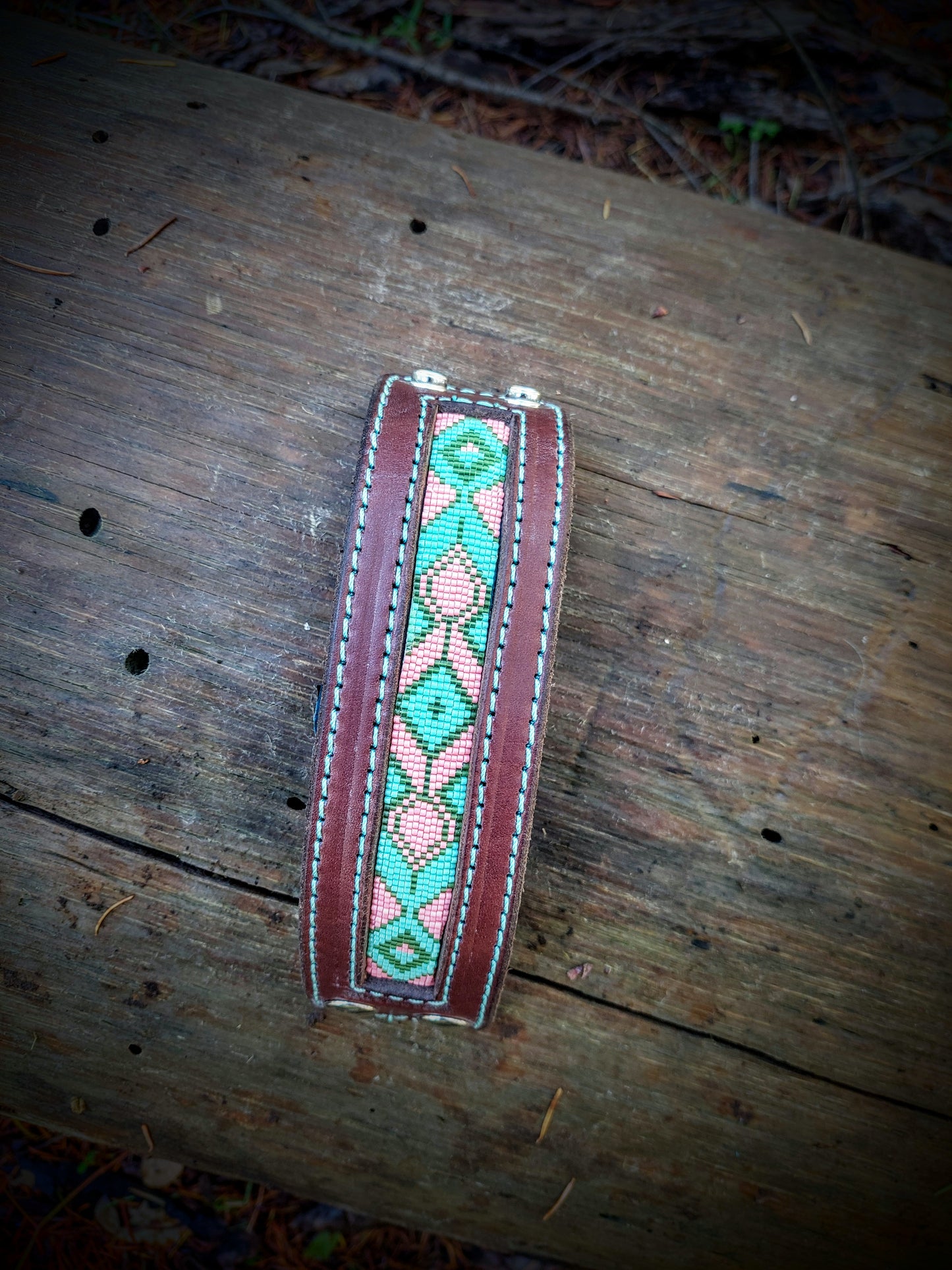 Beaded Leather Cuff