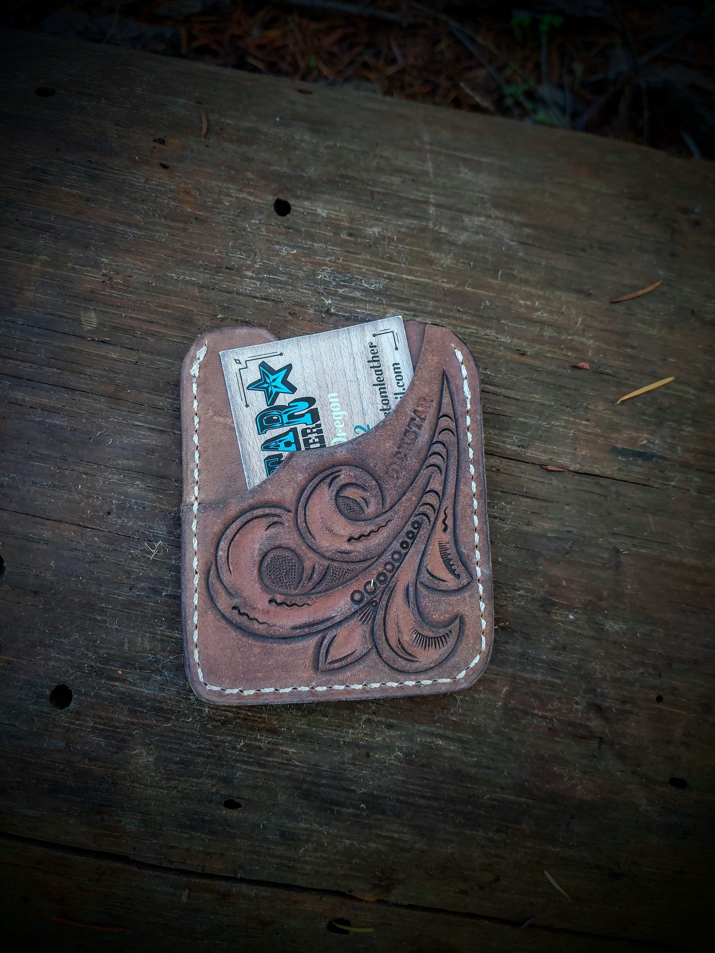 Floral and Shark Hide Card Wallet