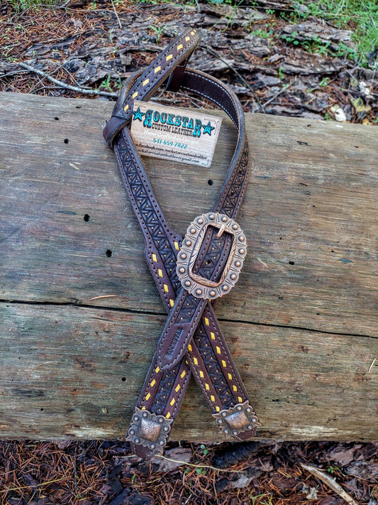 Chocolate and Yellow One Ear Headstall