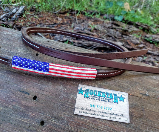 American Flag Beaded Over/Under Whip