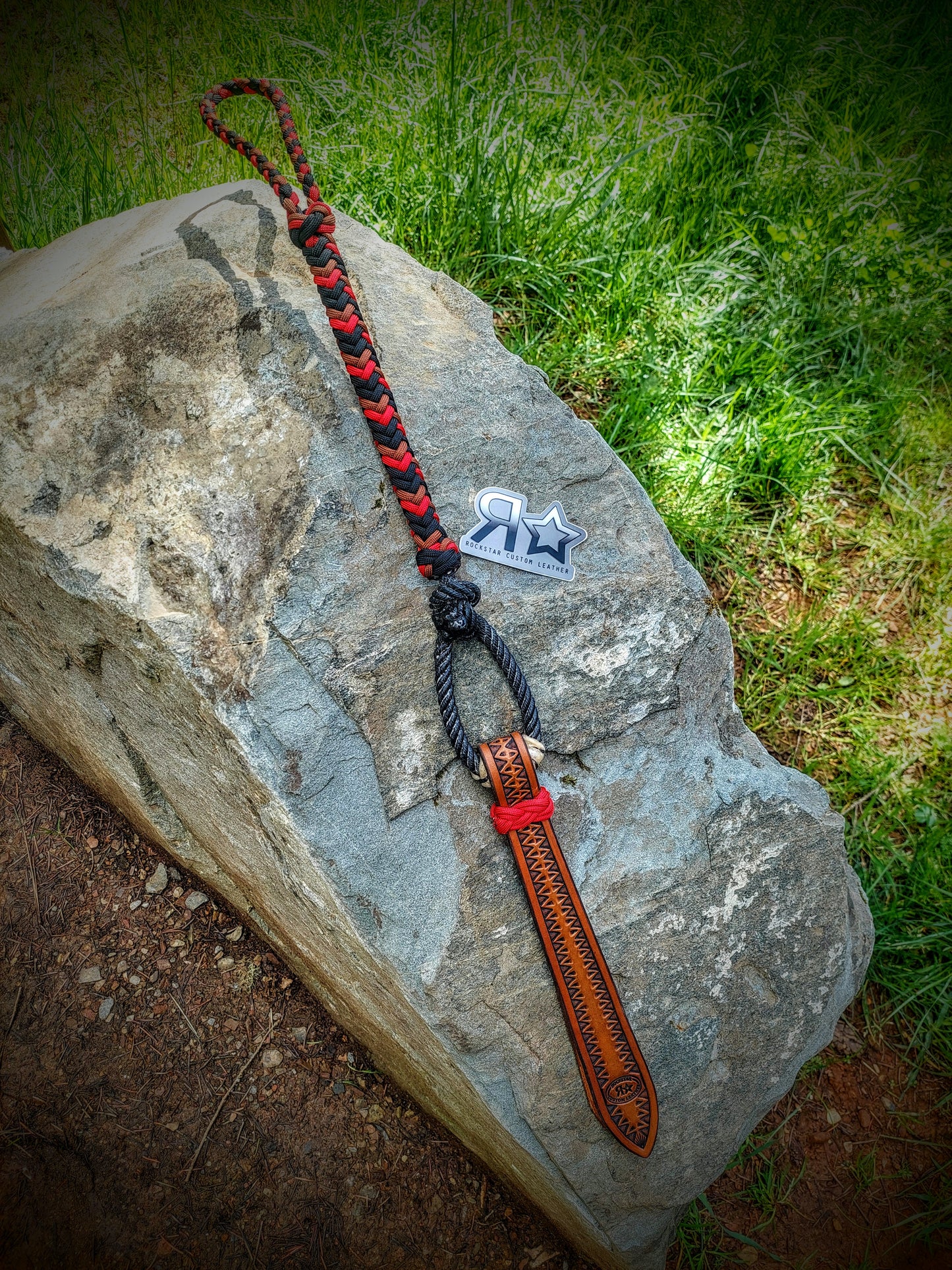 Lariat and Paracord With Leather Popper Wrist Whip Quirt
