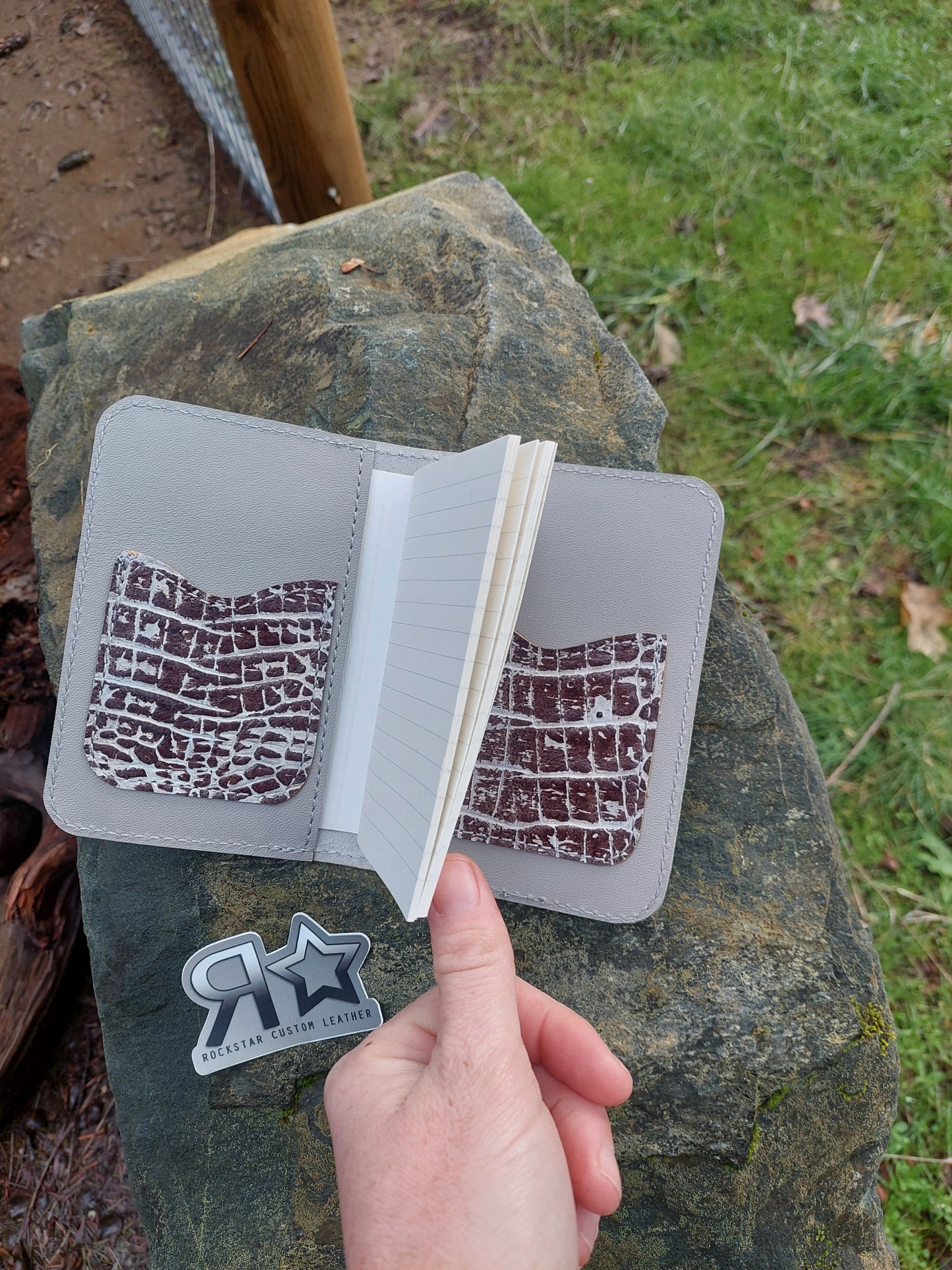 Grey and Gator Print Small Notebook