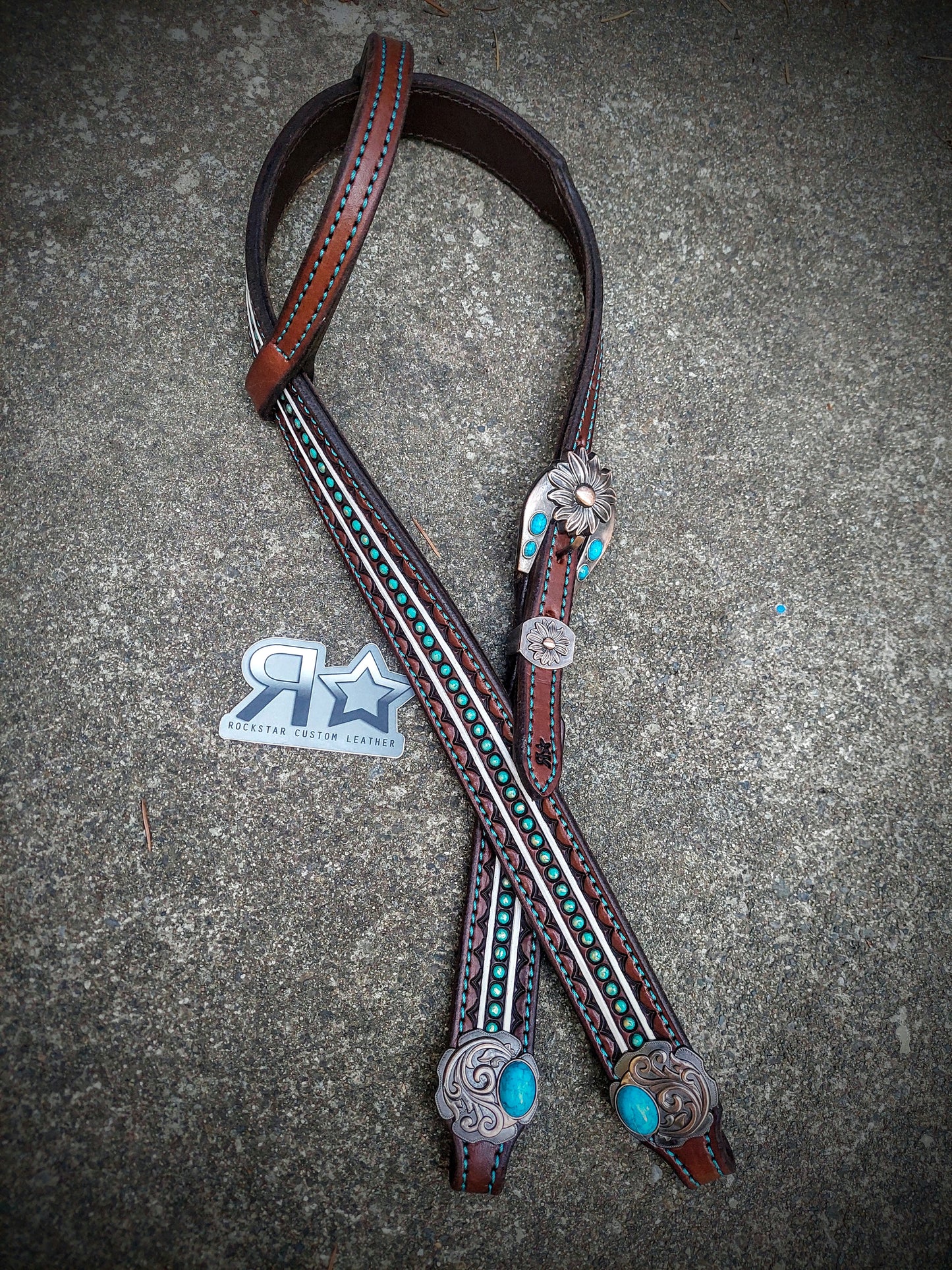Turquoise Dots Headstall
