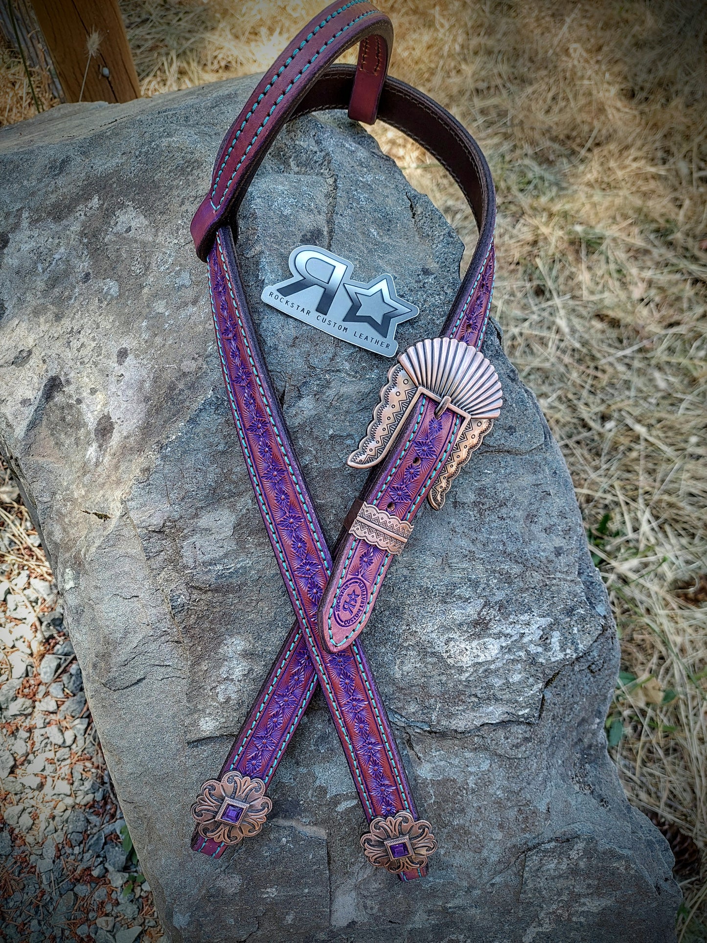 Purple Stamped Headstall