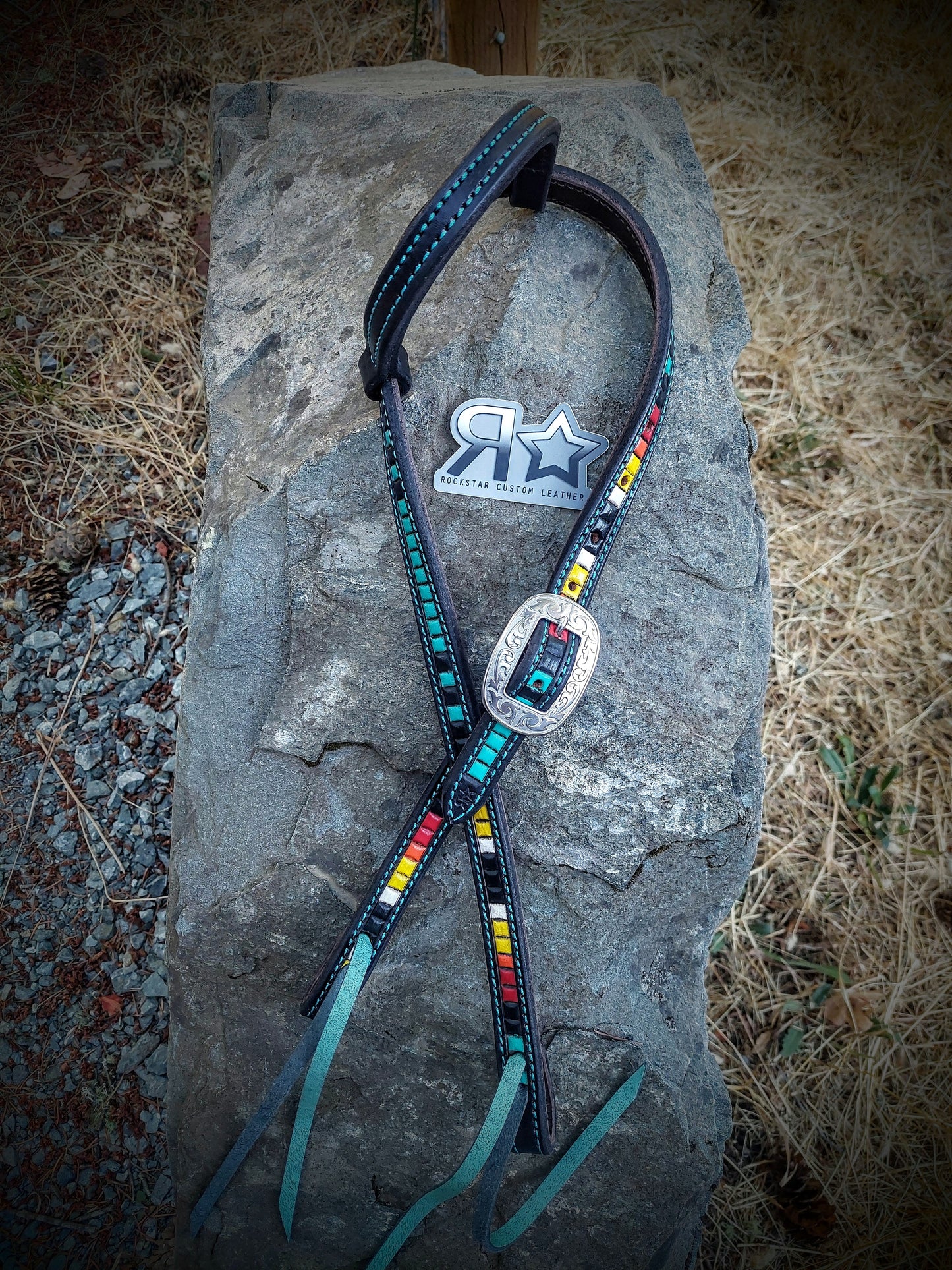 Painted Squares One Ear Headstall