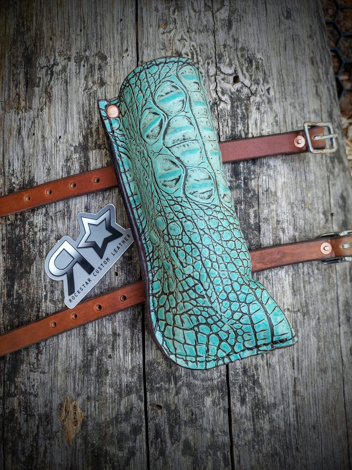 Flag Boot With PVC Turquoise Gator