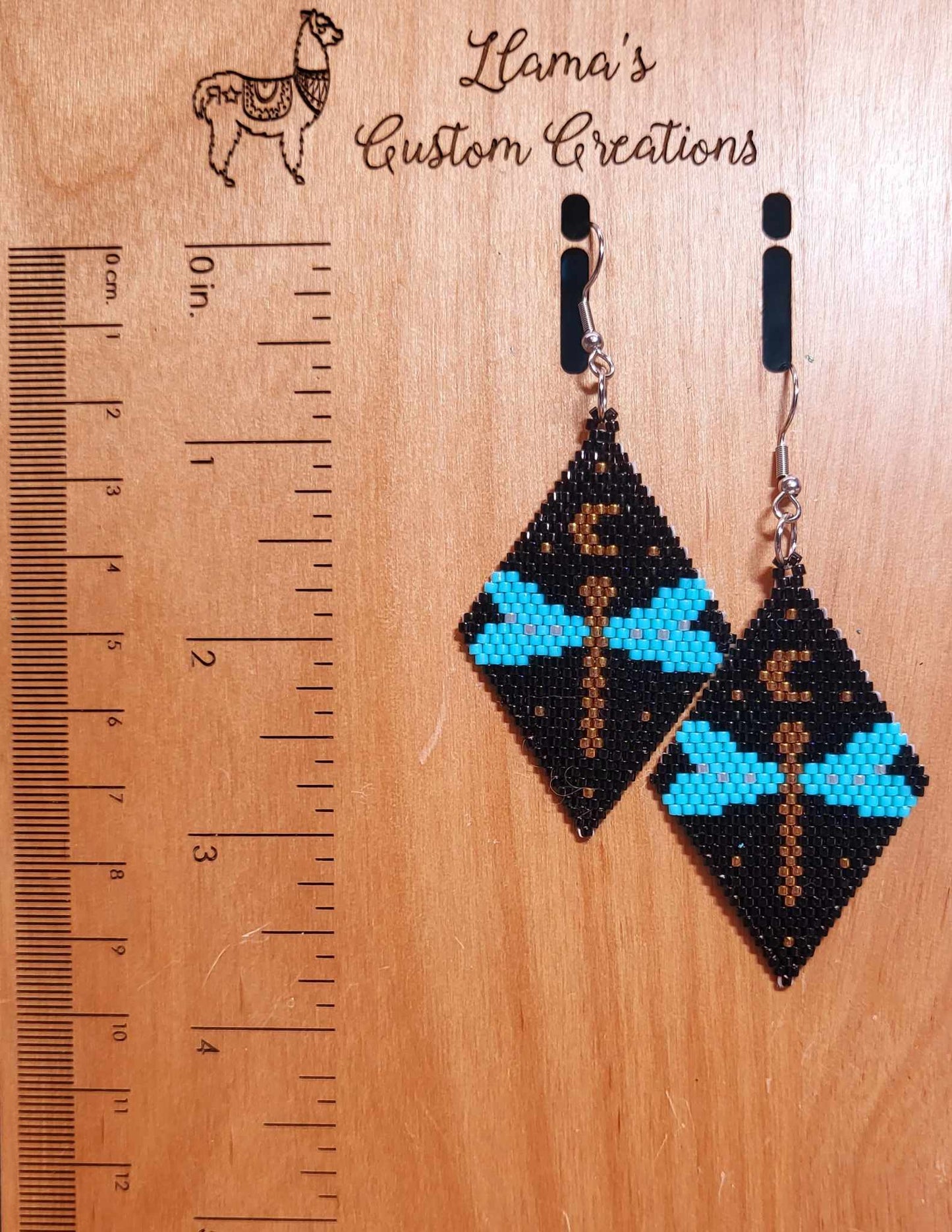 Llamas Custom Creations Dragonfly Beaded Earrings