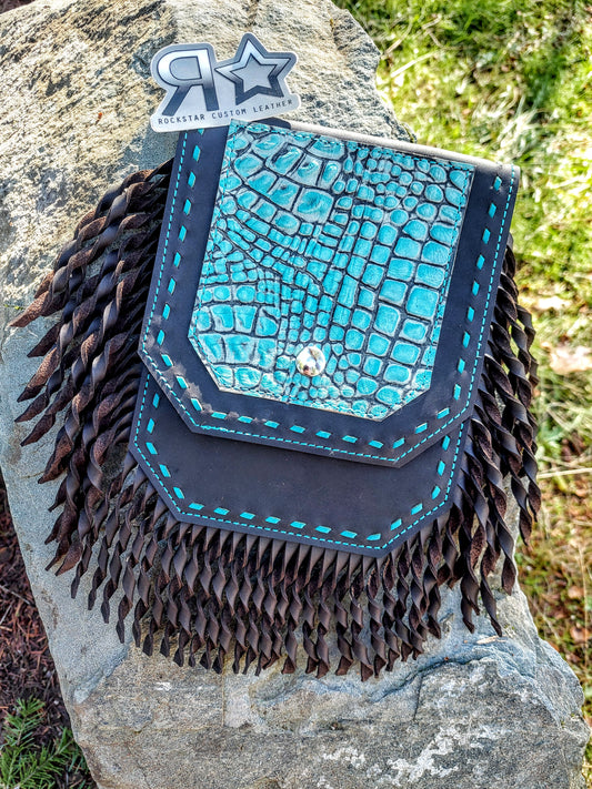 Turquoise Gator Saddle Pocket