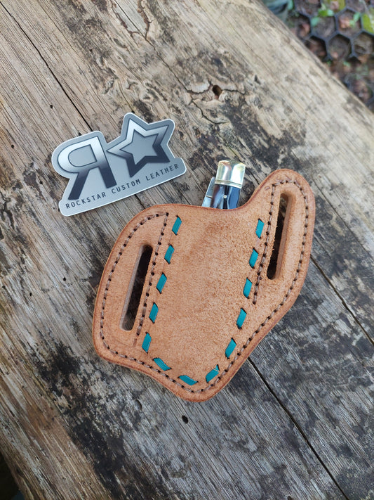 Turquoise Buckstitch Knife Sheath
