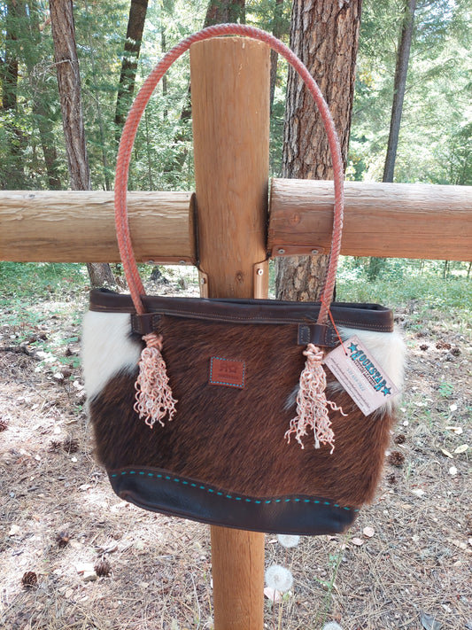 Cowhide Tote Bag With Lariat Handles