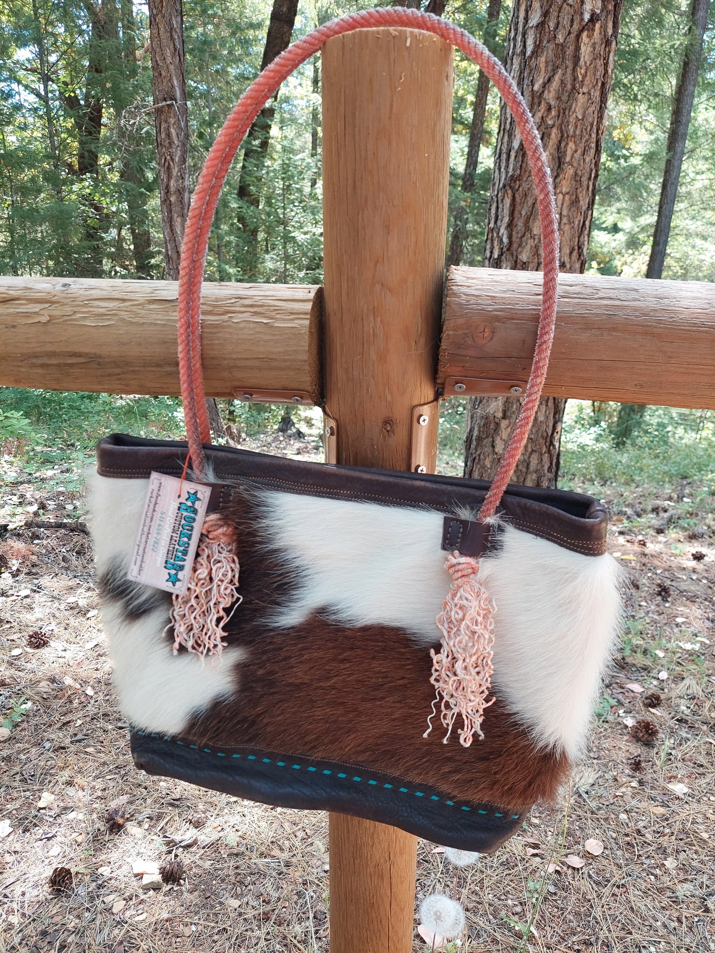 Cowhide Tote Bag With Lariat Handles
