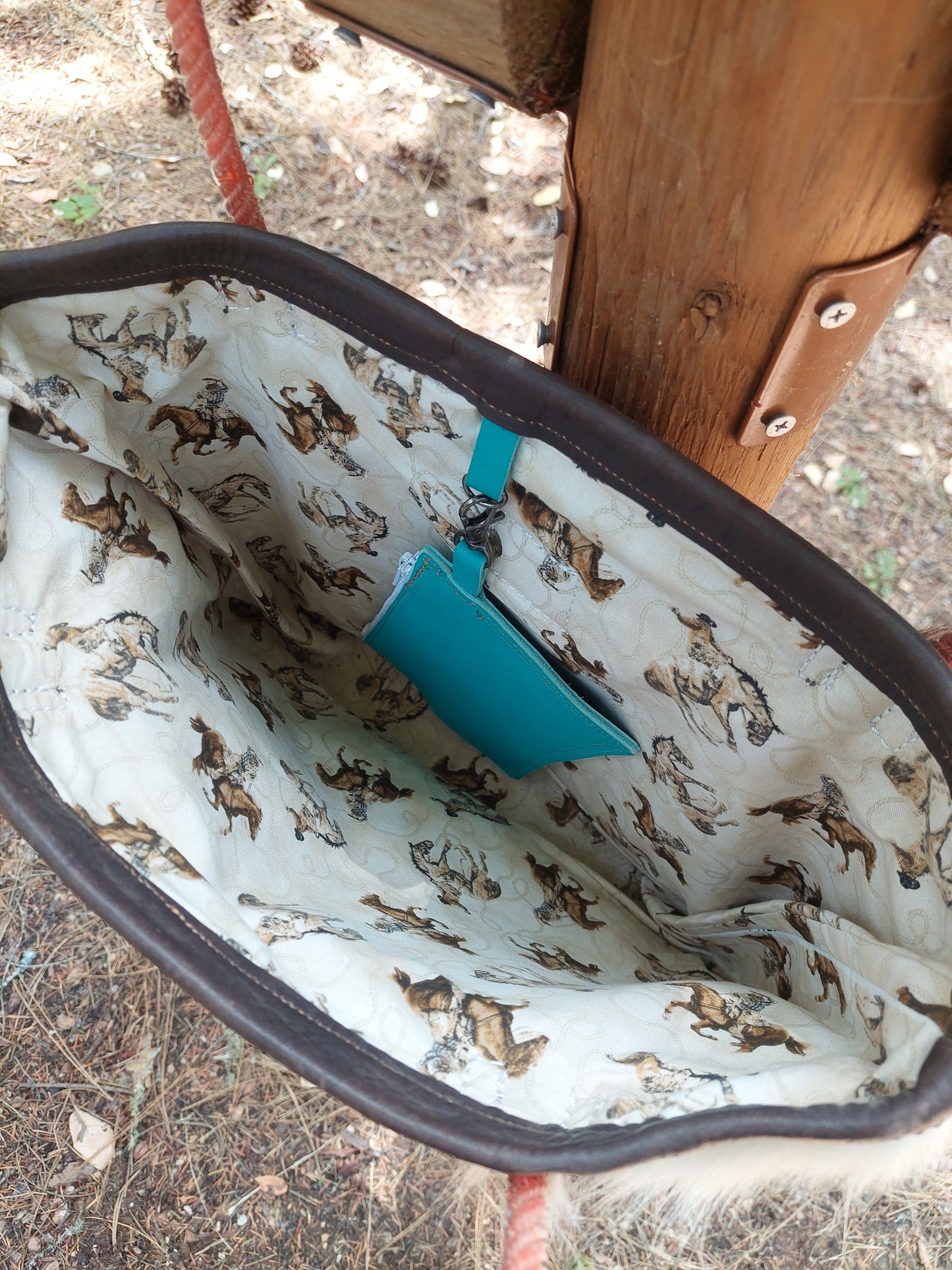 Cowhide Tote Bag With Lariat Handles