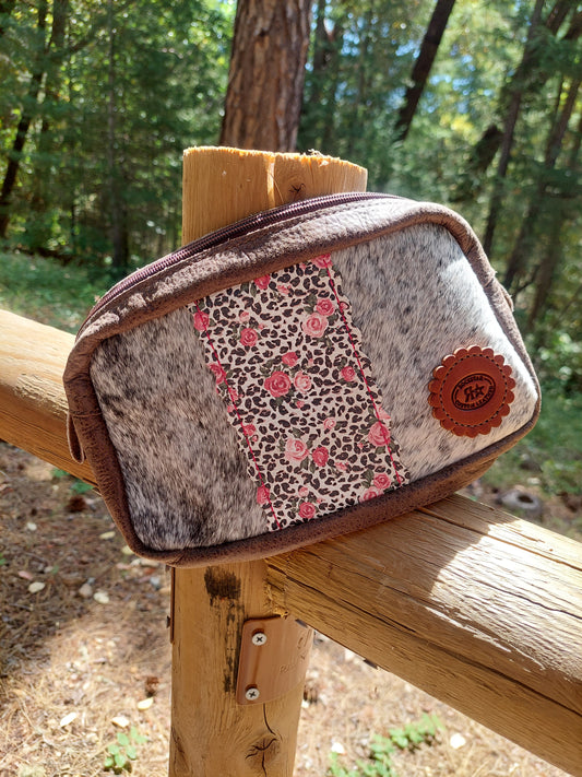 Cowhide Cheetah and Roses Fanny Bag/Crossbody