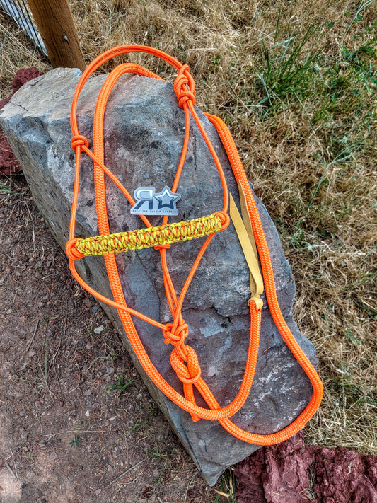 Neon Orange and Yellow Rope Halter