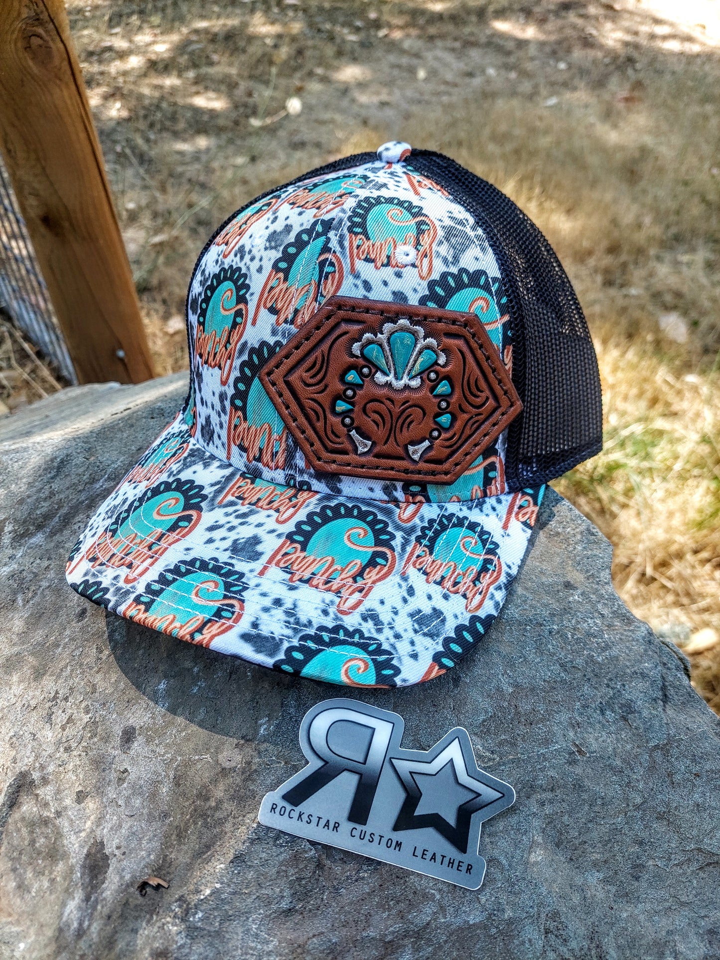 Punchy Turquoise Squash Blossom Patch Hat