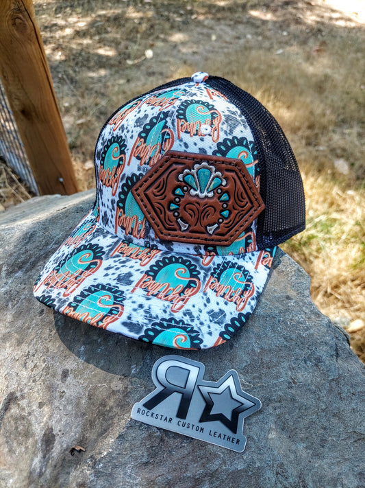 Punchy Turquoise Squash Blossom Patch Hat