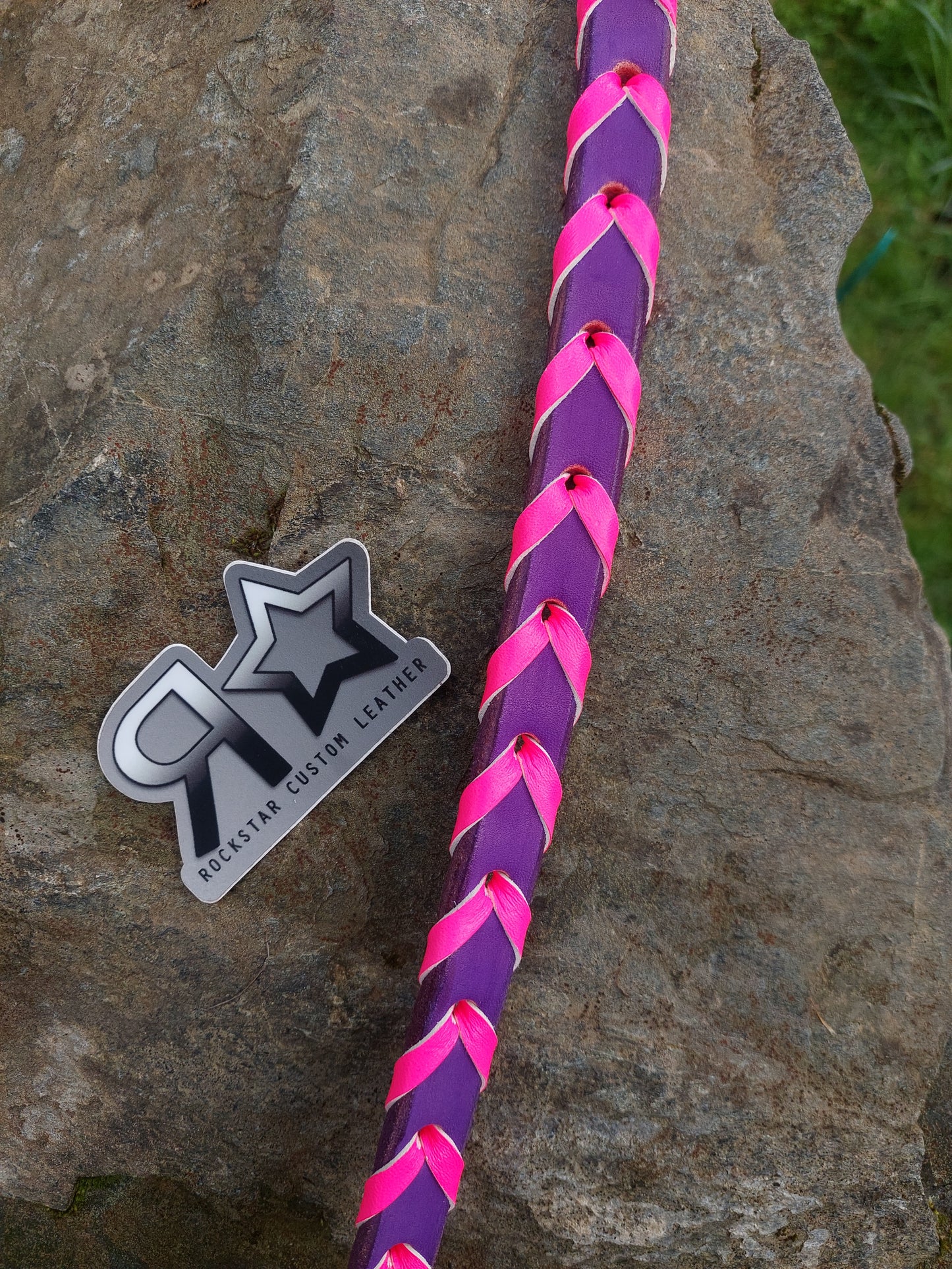 Barrel Reins Purple Leather HOT pink lace
