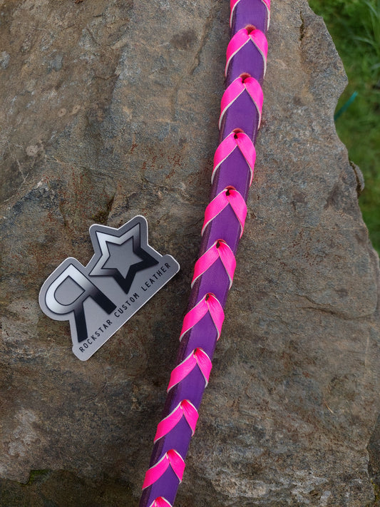 Barrel Reins Purple Leather HOT pink lace