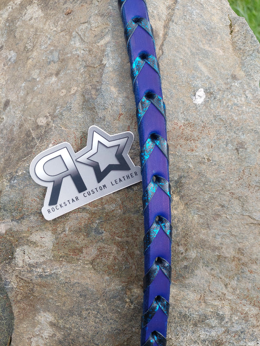 Barrel Reins BLUE leather with BLUE splatter lace