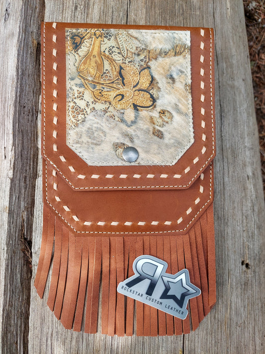 Brown Floral Saddle Pocket