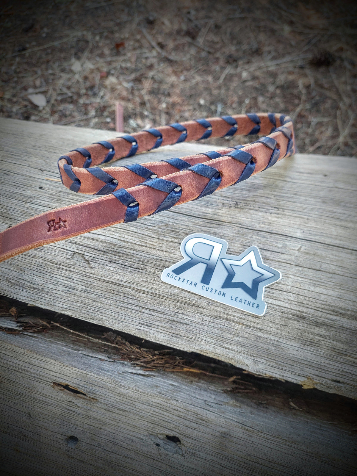 Reins Dark Blue Laced Harness Leather