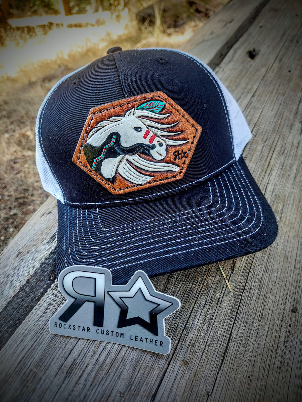 Hat With Black & White War Pony