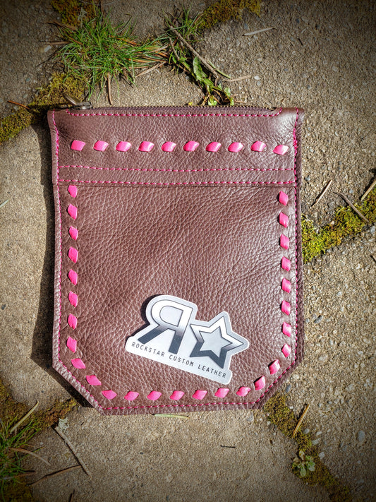 Chocolate and Pink Saddle Pocket