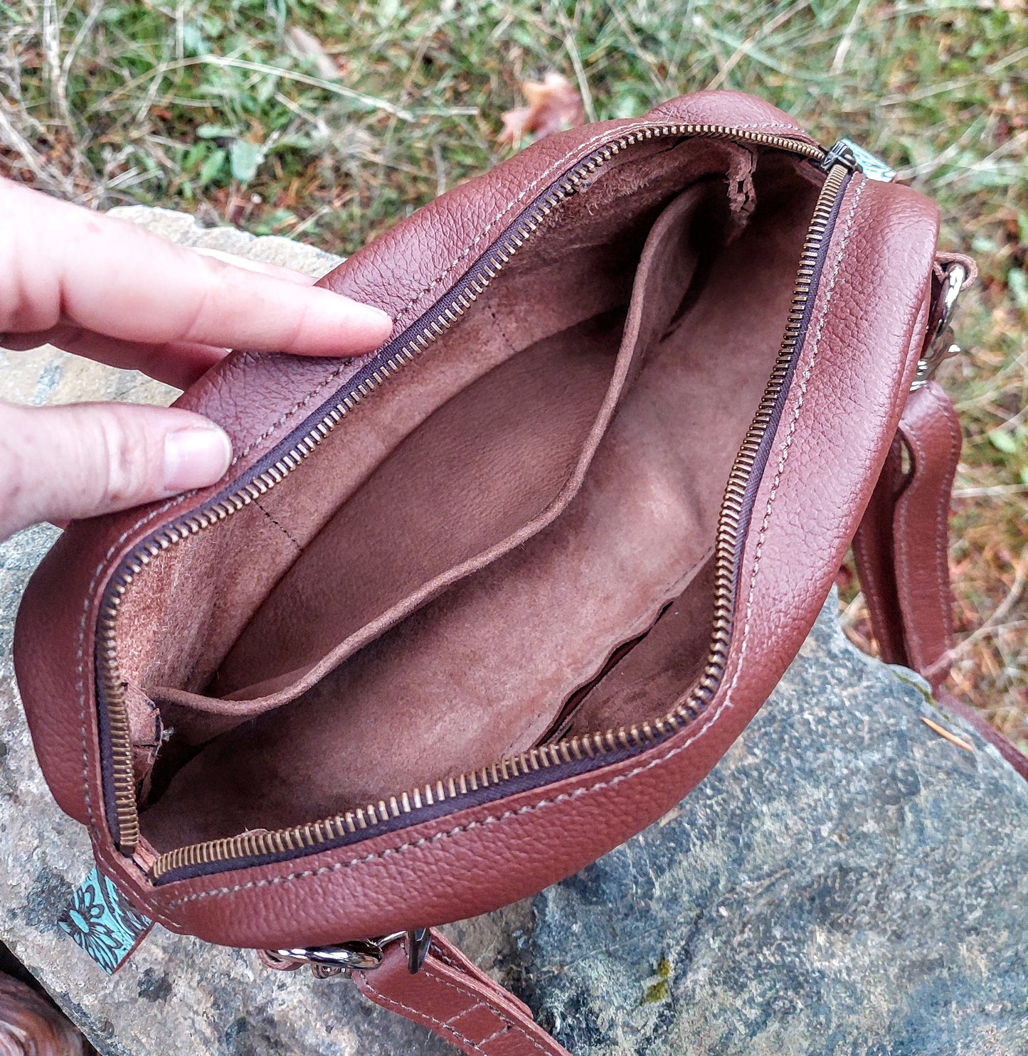Turquoise Floral Leather Fanny Pack/Crossbody