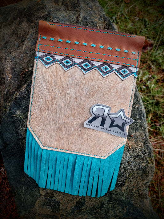 Cowhide and Aztec Saddle Pocket
