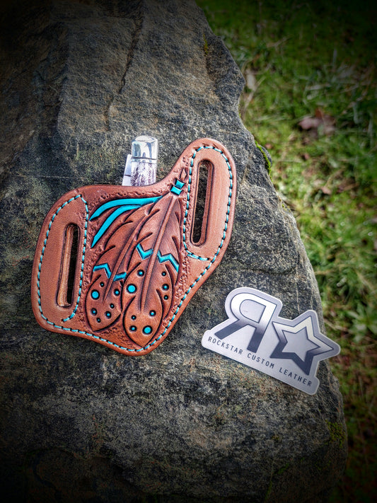 Turquoise Feathers Knife Sheath