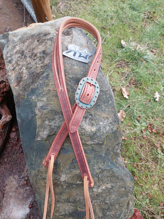 Harness Leather Slit Ear Headstall Red Stitch
