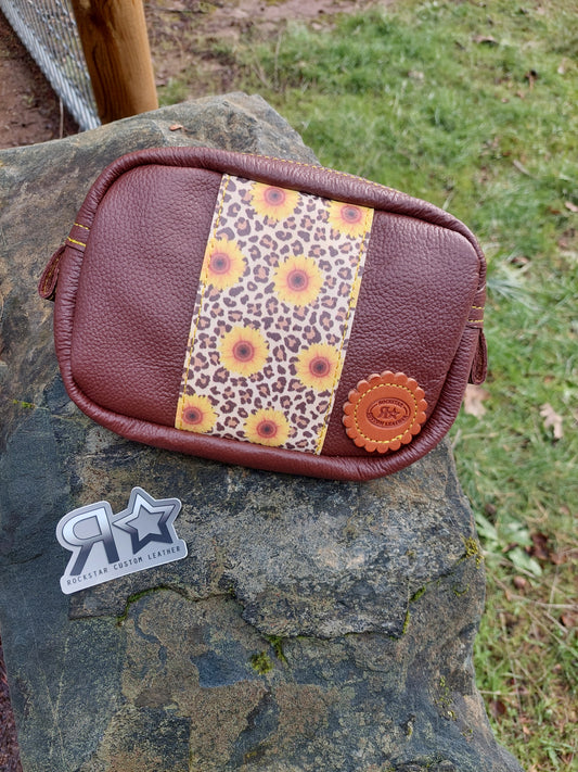 Sunflowers & Cheetah Saddle Pommel Bag