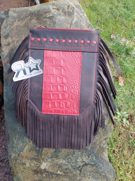 Chocolate and Red Gator Saddle Pocket