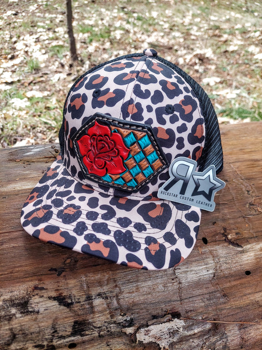 Cheetah and Roses Patch Hat