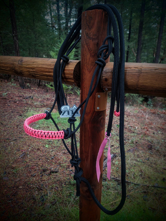 Black and Sparkly Pink Rope Halter
