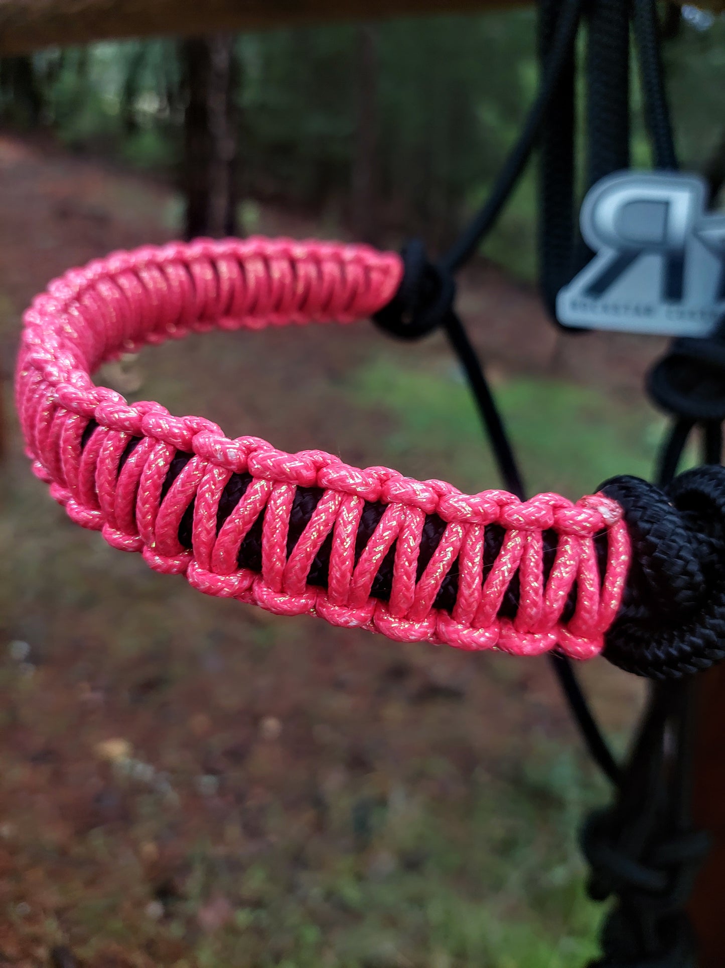 Black and Sparkly Pink Rope Halter