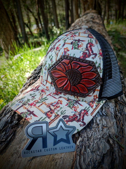 Vintage Cowgirl Hat w/ Sunflower Patch