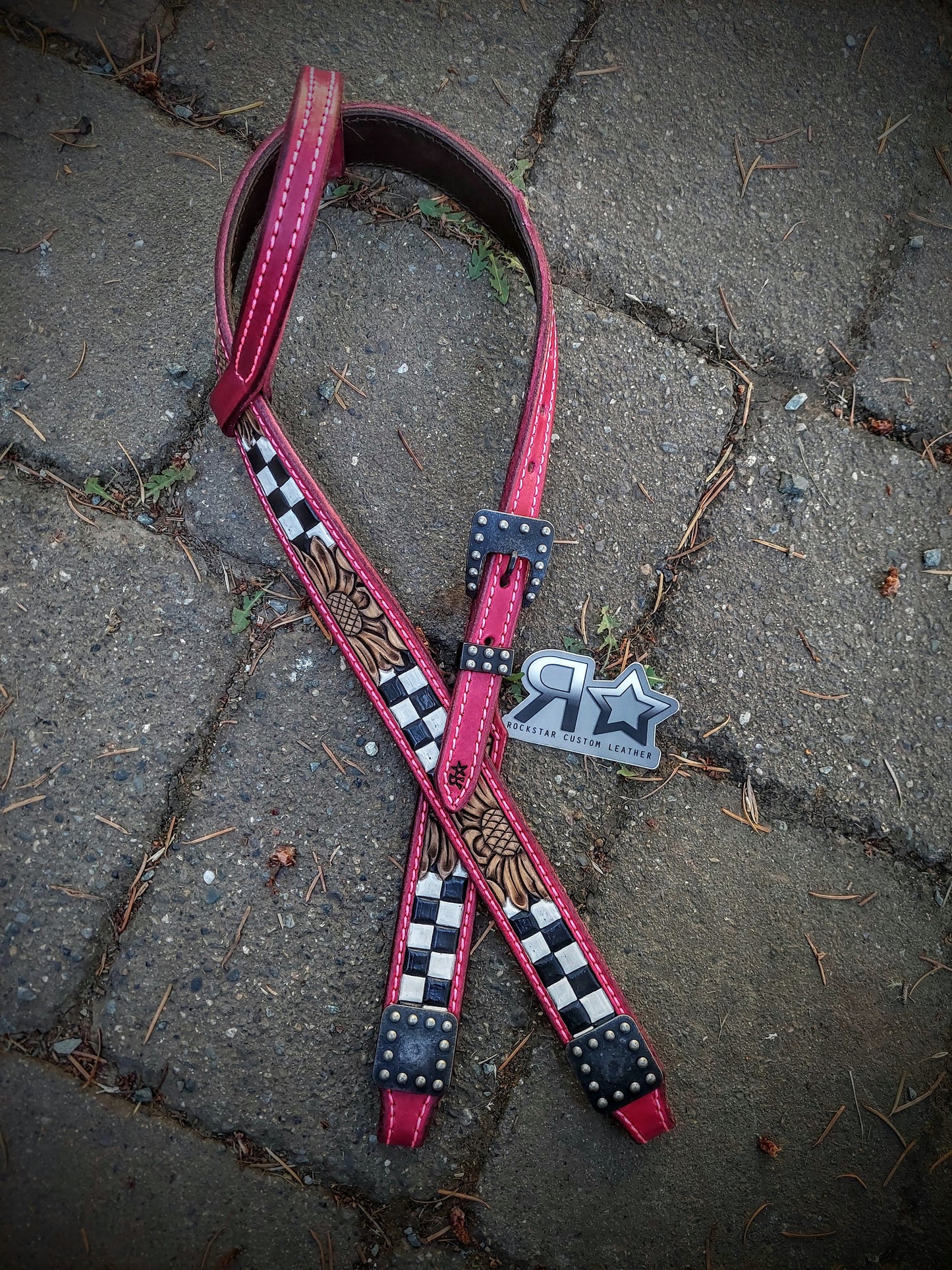Pink Checkers Headstall