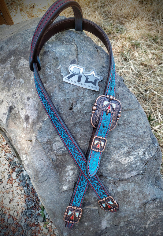 Turquoise Stamped Headstall