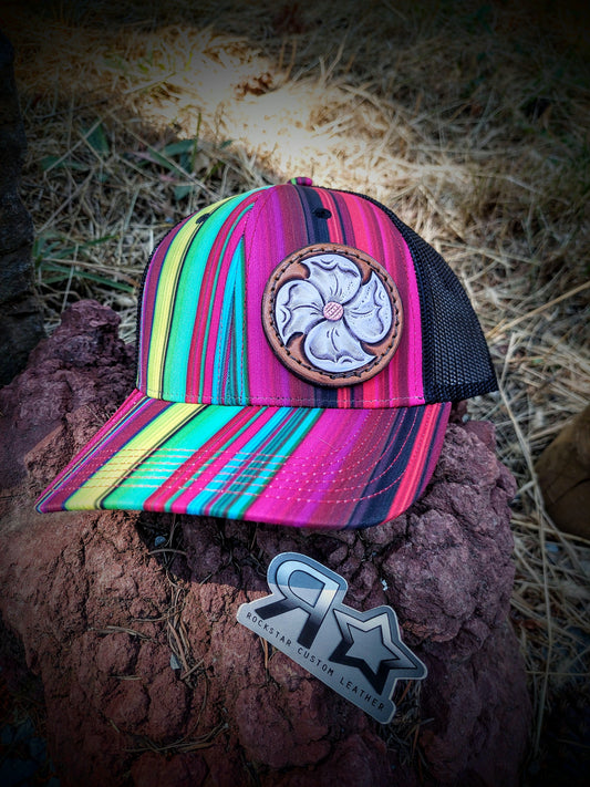 Serape Print Hat with Lavender Flower Patch