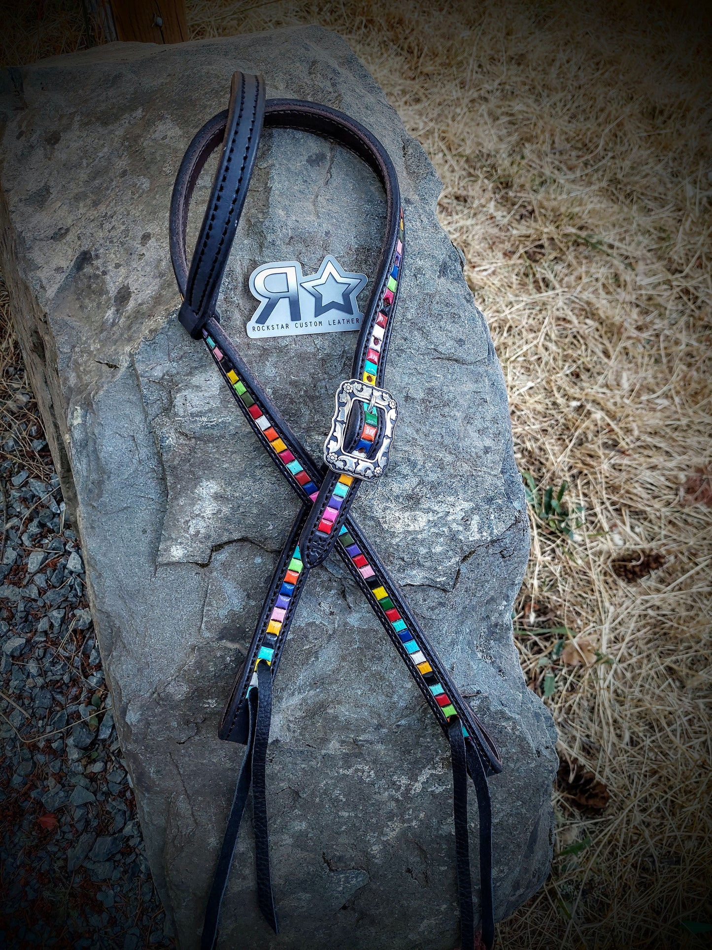 Multicolored Squares Headstall