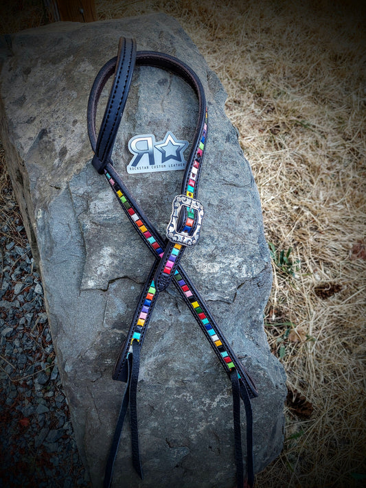 Multicolored Squares Headstall