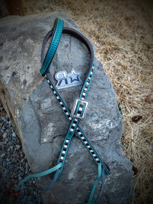 Checkers and Turquoise Headstall