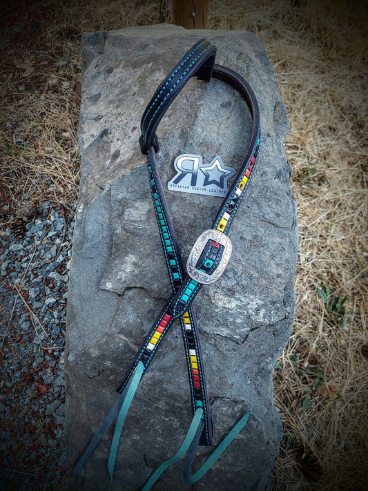Painted Squares One Ear Headstall